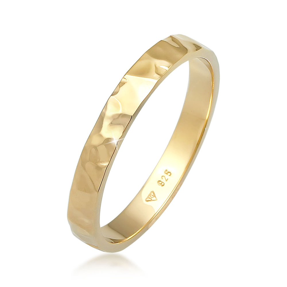 Elli Elli Bague Femmes Bande Basique Fin Martelé Tendance en argent sterling 925 Bague