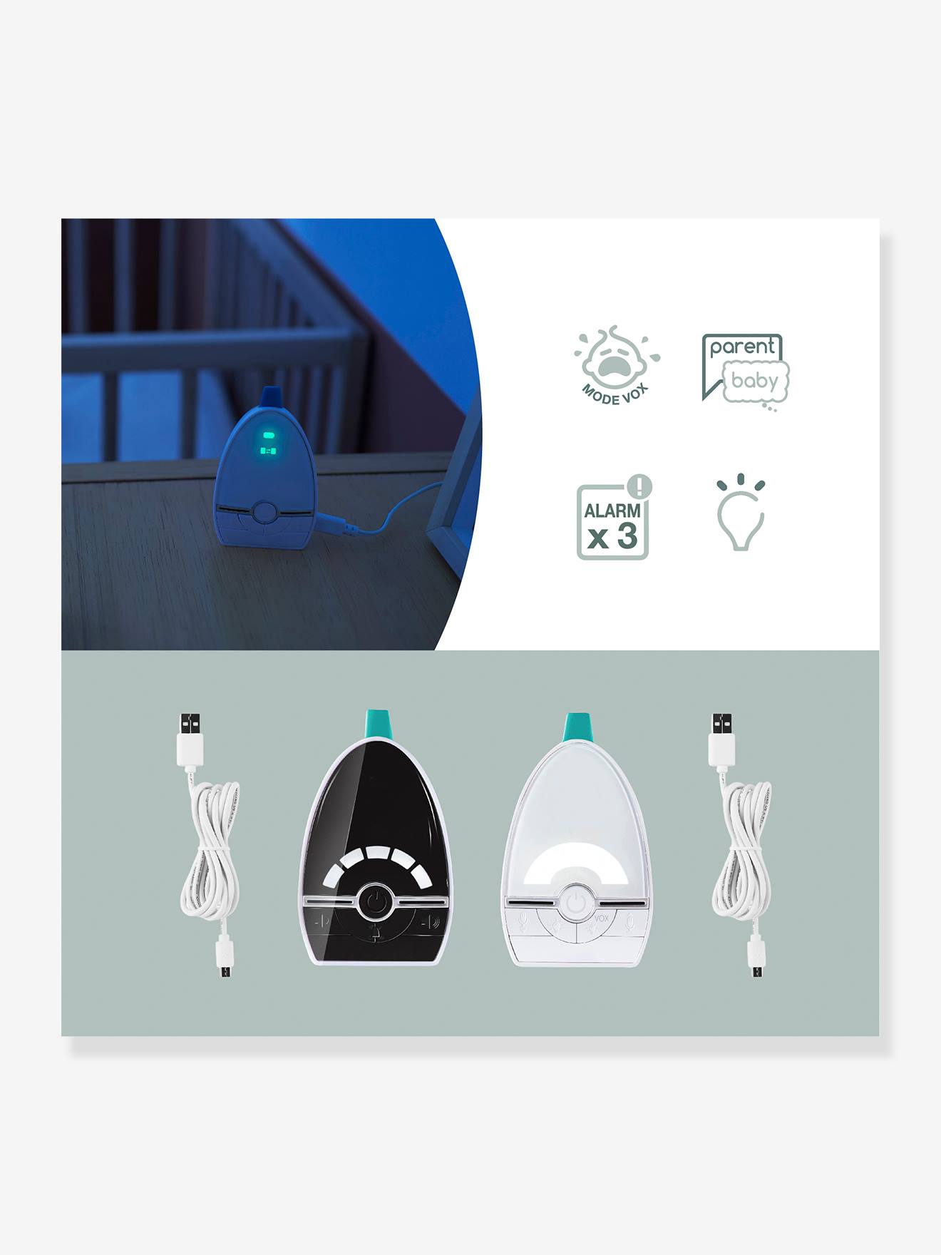 Ecoute-bébé Expert Care portée 1000 mètres BABYMOOV blanc/noir