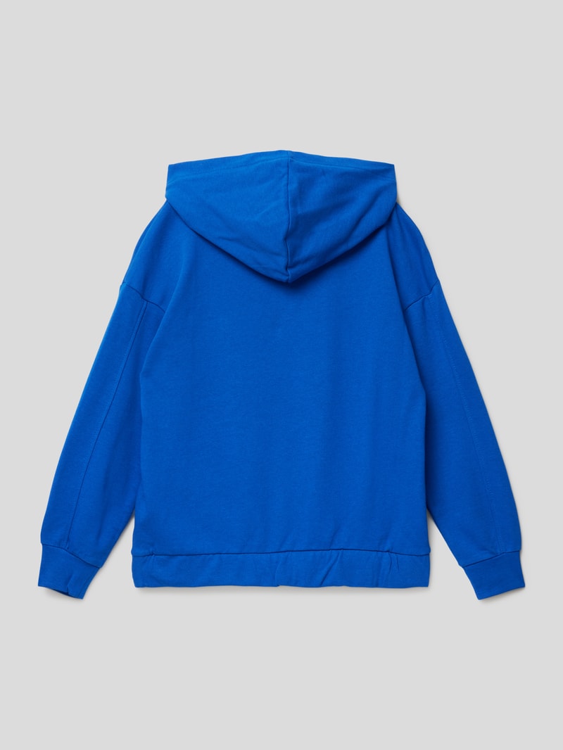 Hoodie mit gerippten Abschlüssen in ozean blau
