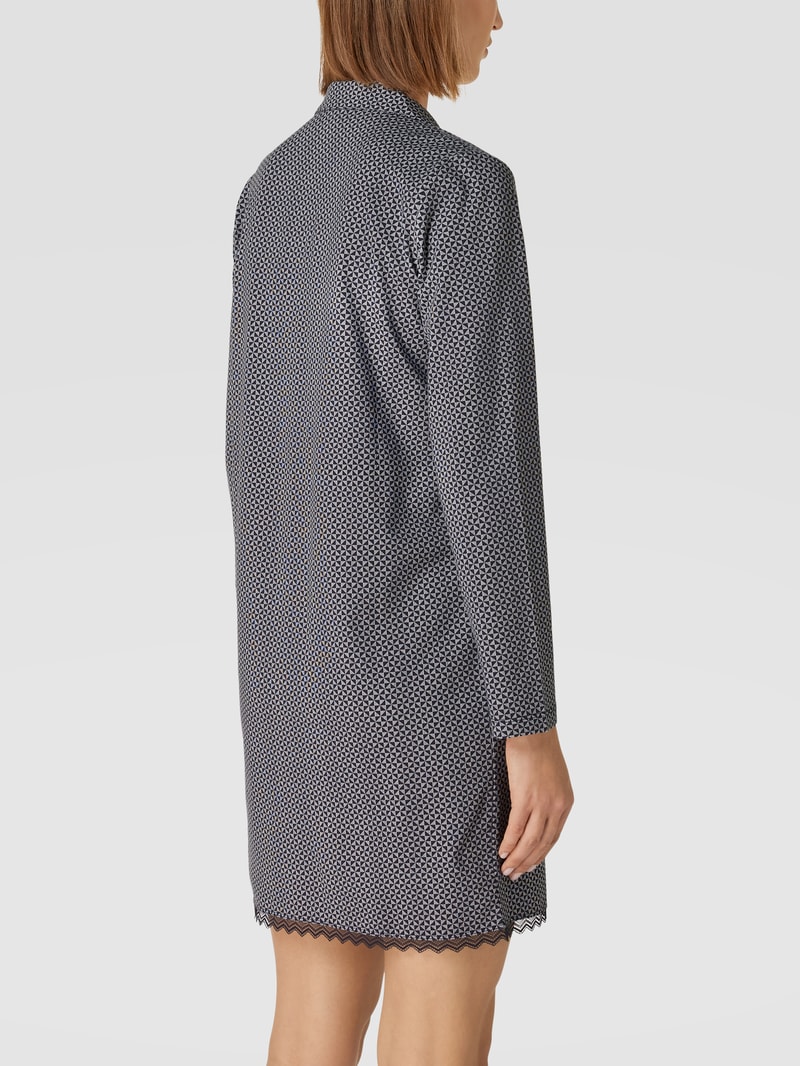 Pyjama-Oberteil mit Allover-Muster in dunkelblau