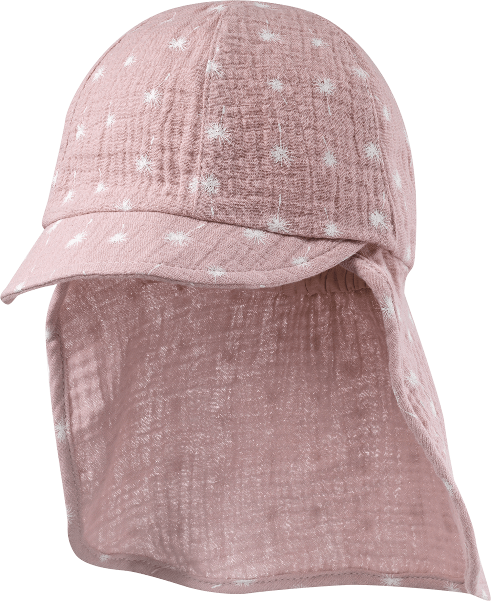Schirmmütze aus Musselin mit Pusteblumen-Muster, rosa, Gr. 52/53, 1 St
