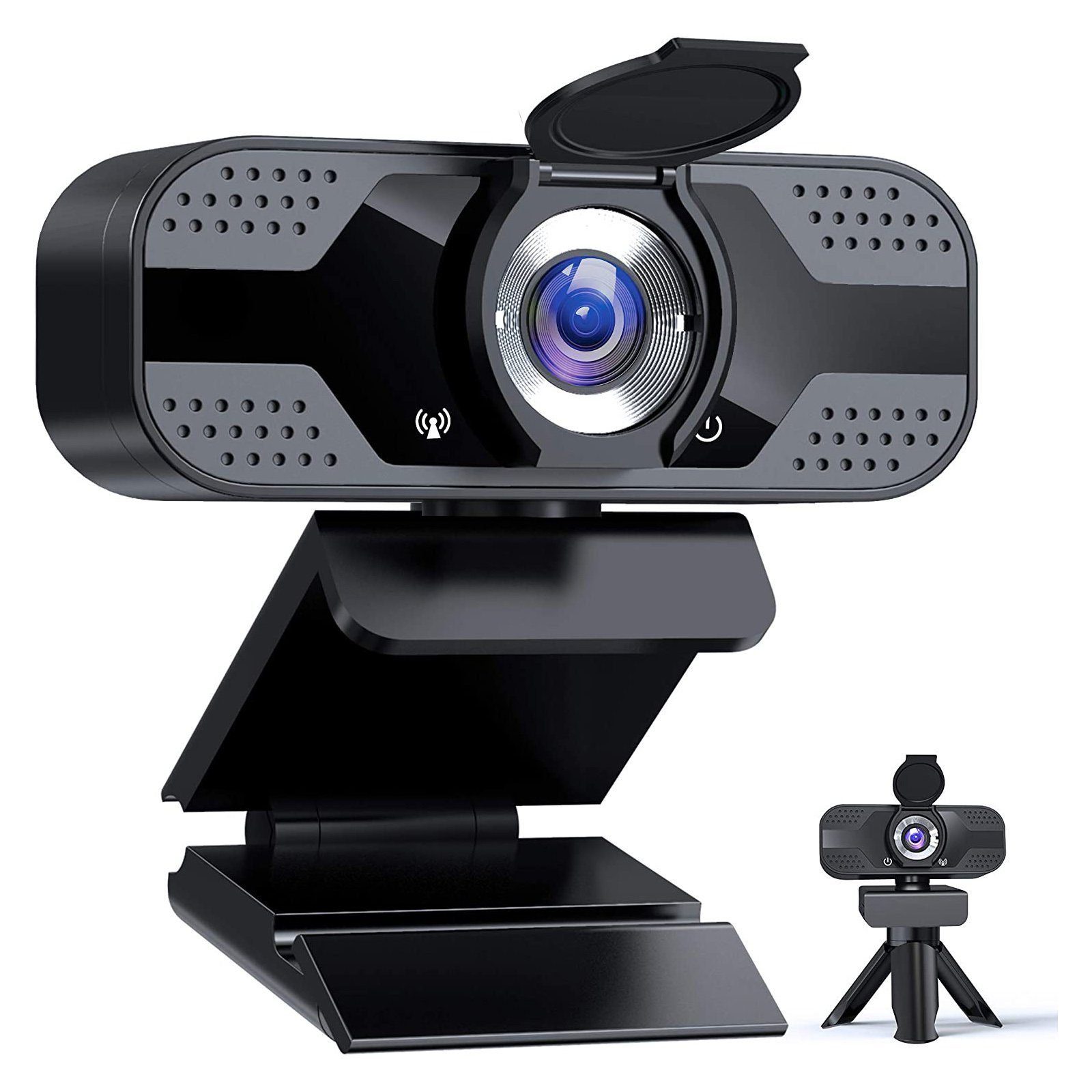 IBETTER Webcam,USB Webcam,Full HD-Webcam,mit mikrofon und Stativ,1080P Full HD Full HD-Webcam (mit Stativ, Mini Plug and Play für Desktop & Notebook, für Streaming, Konferenzen, Live Übertragungen und Videoanruf)