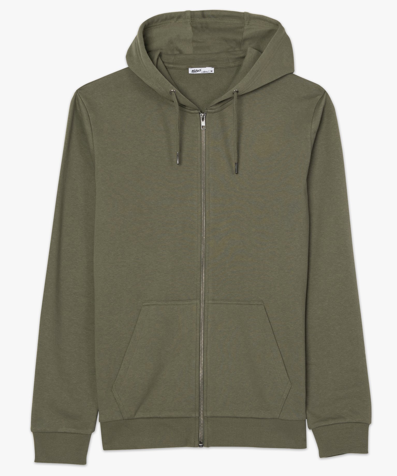 Sweat homme à capuche contenant du coton bio kaki | GEMO