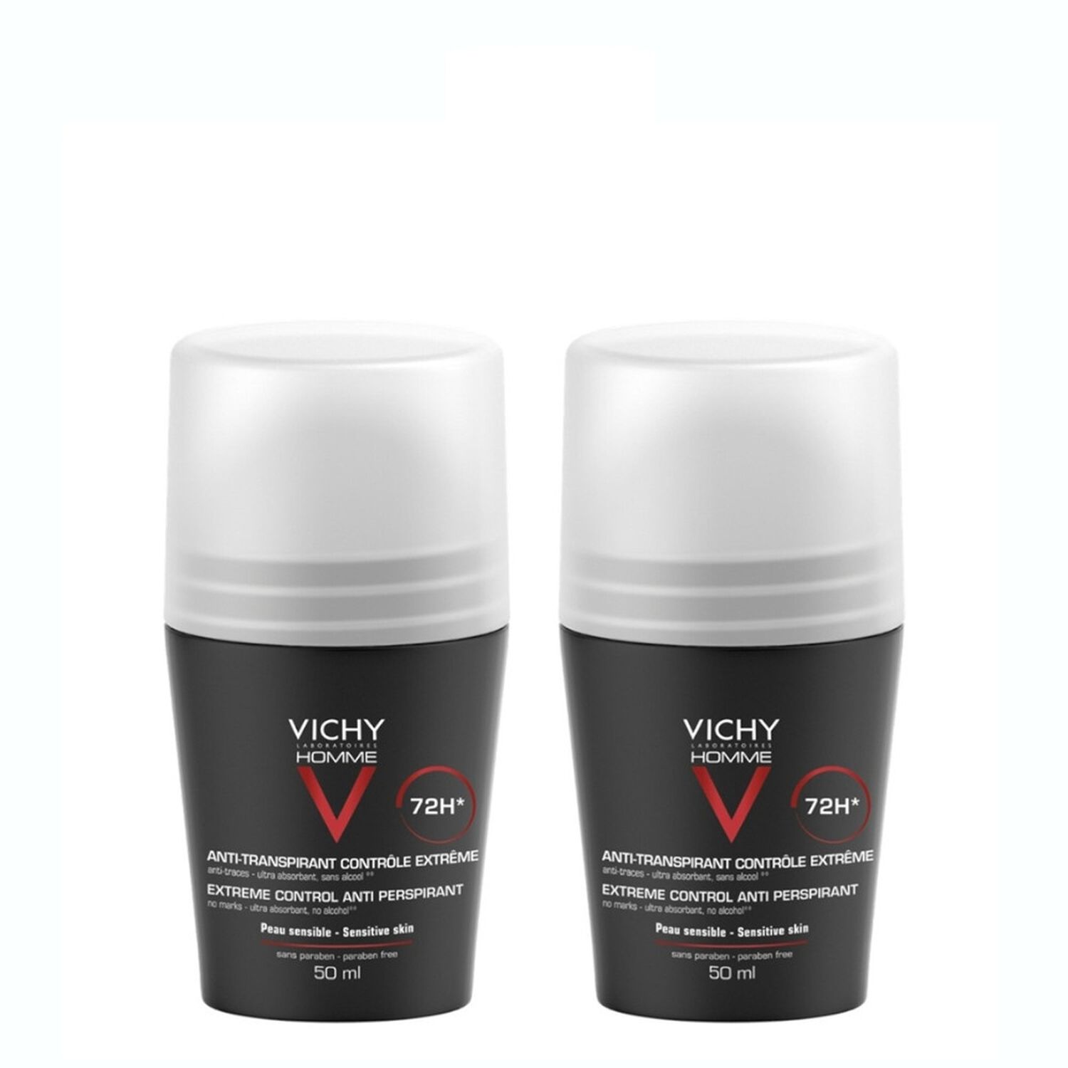 Vichy Anti-Transpirant 72H pour Homme Roll-On 2x50 ml