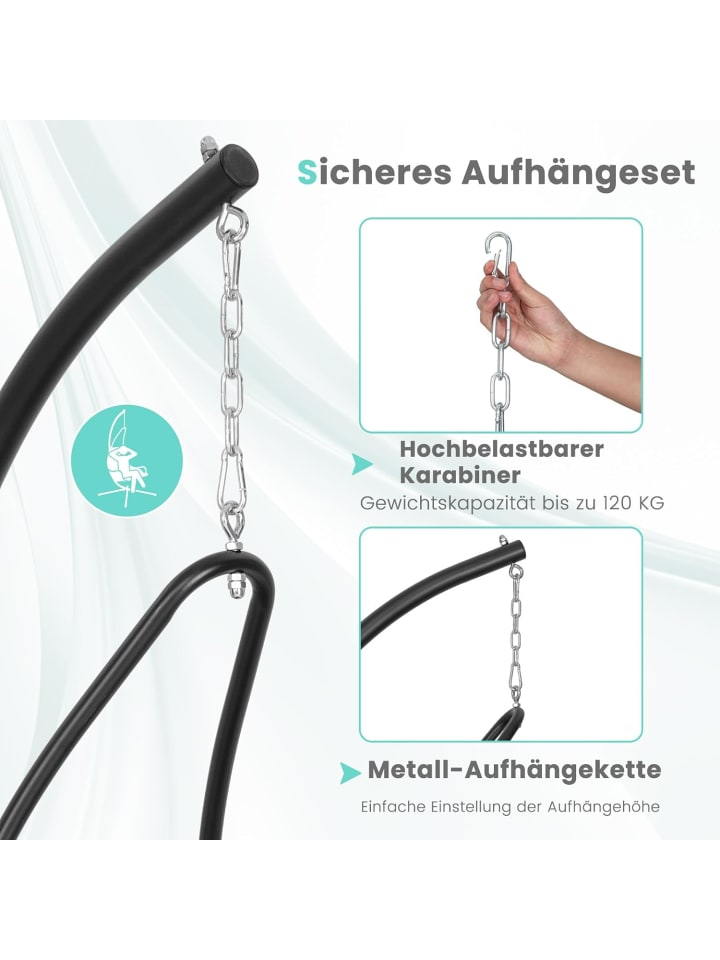 COSTWAY Hängesessel mit Gestell in Grau günstig kaufen onesize