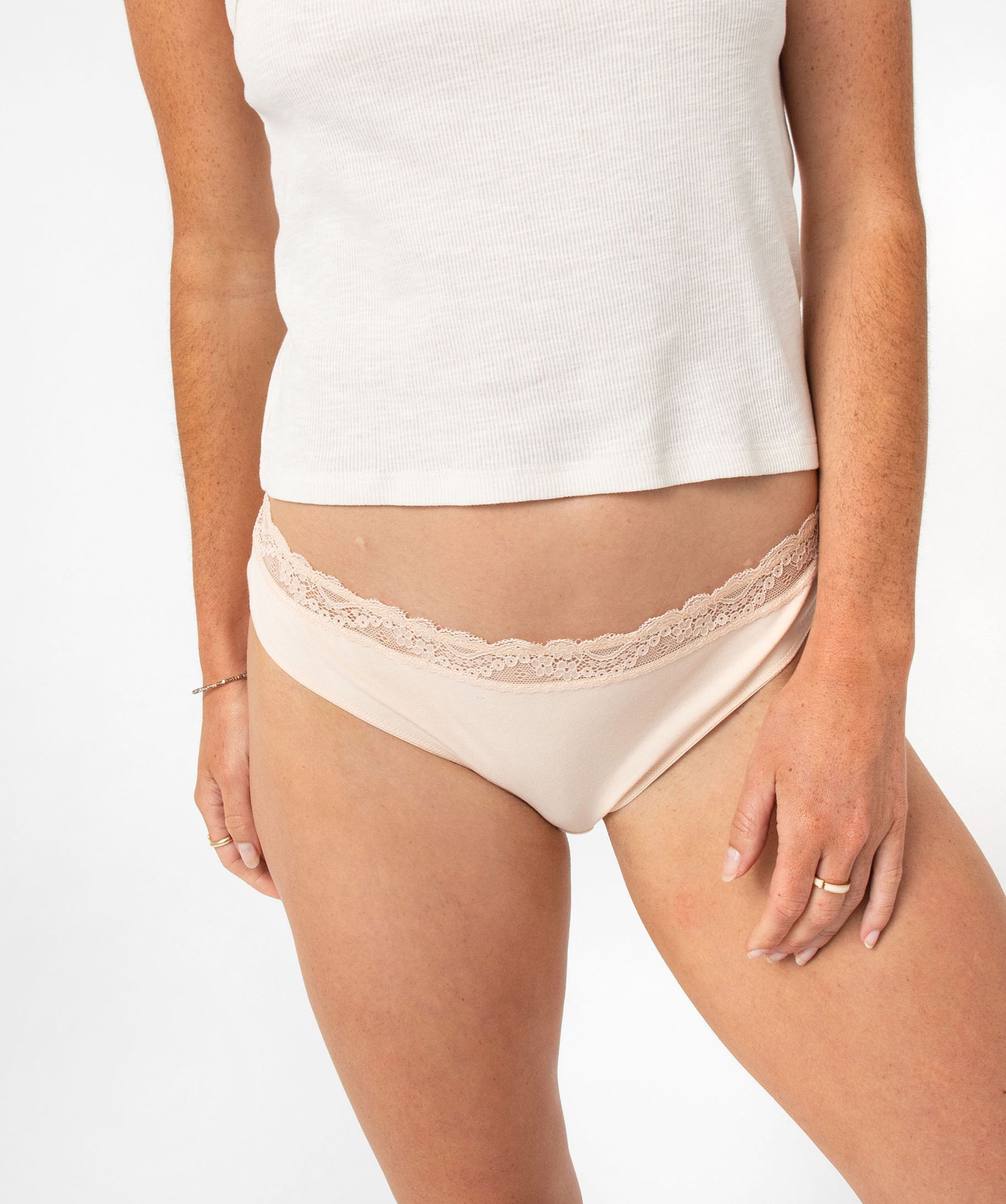 Culotte en coton stretch avec taille dentelle femme (lot de 2) rose | GEMO
