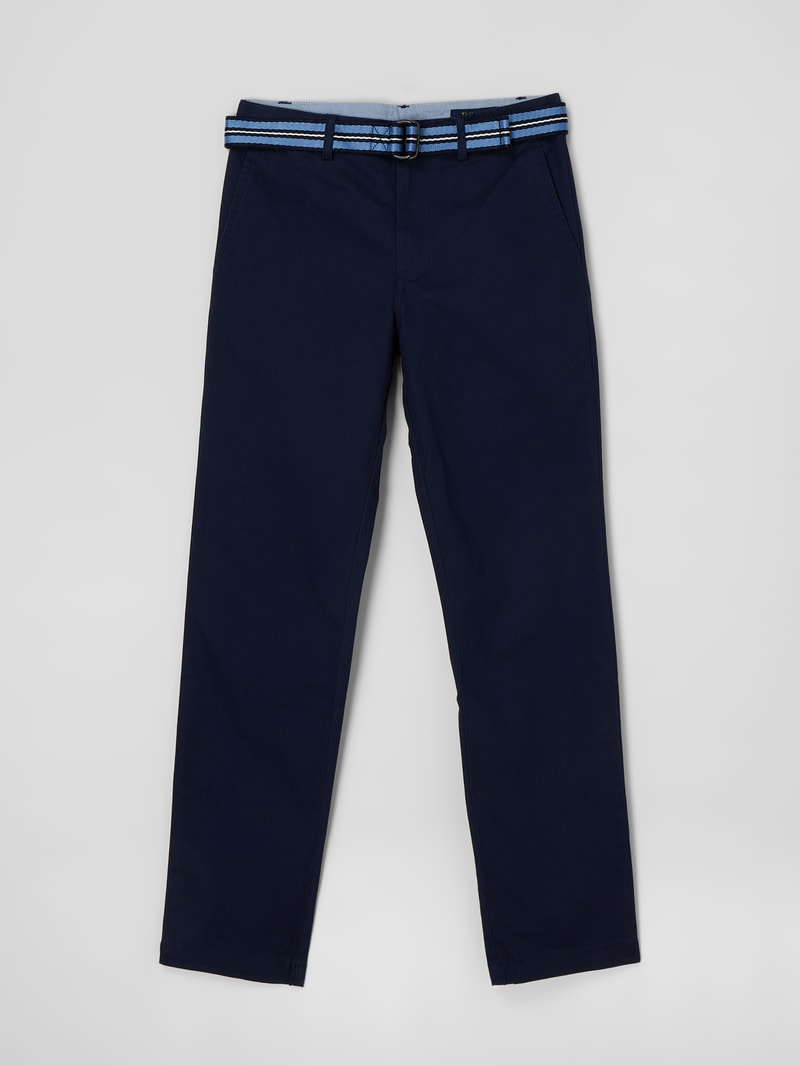 Chino mit Gürtel in marineblau