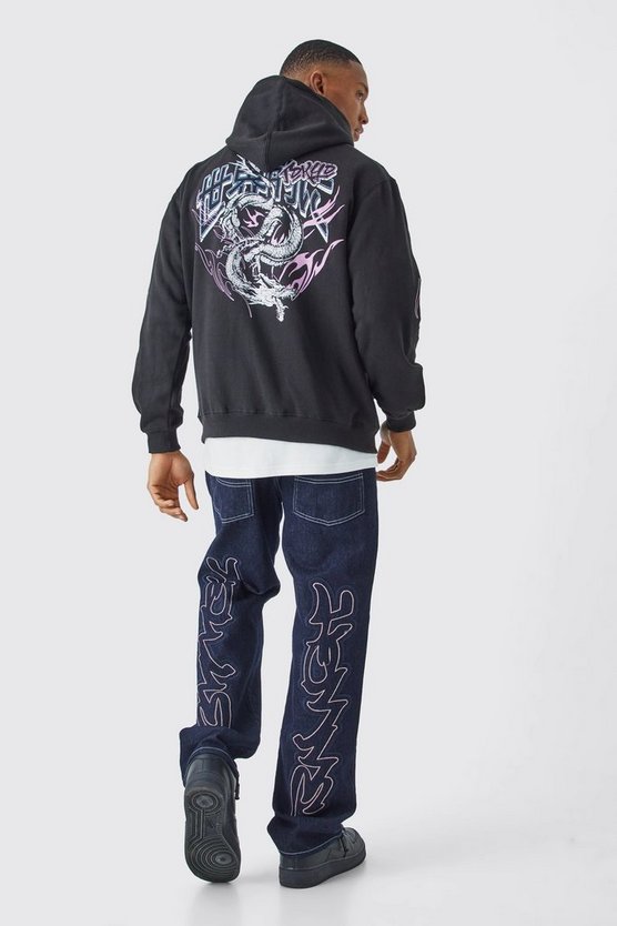 Oversize Hoodie mit Drachen-Print