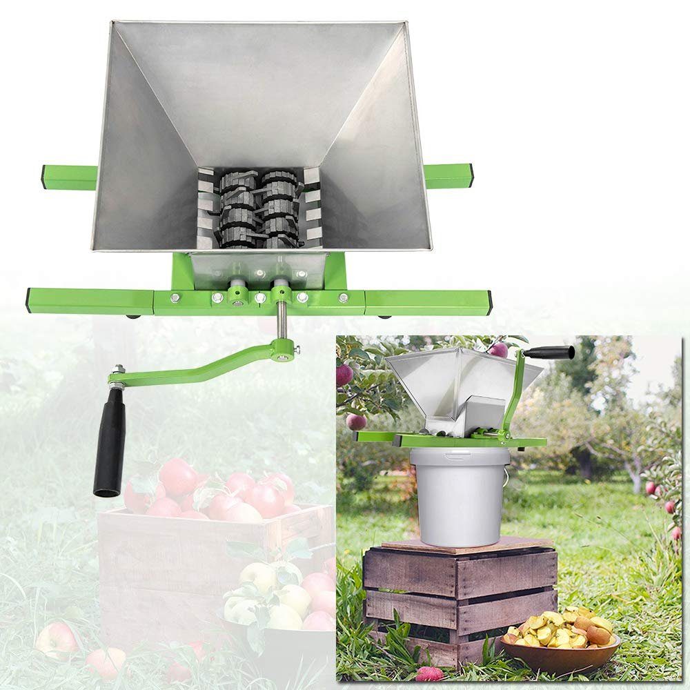 UISEBRT Obstpresse Obstmühle Obsthäcksler, Manuell Obstmuser 7L Edelstahl