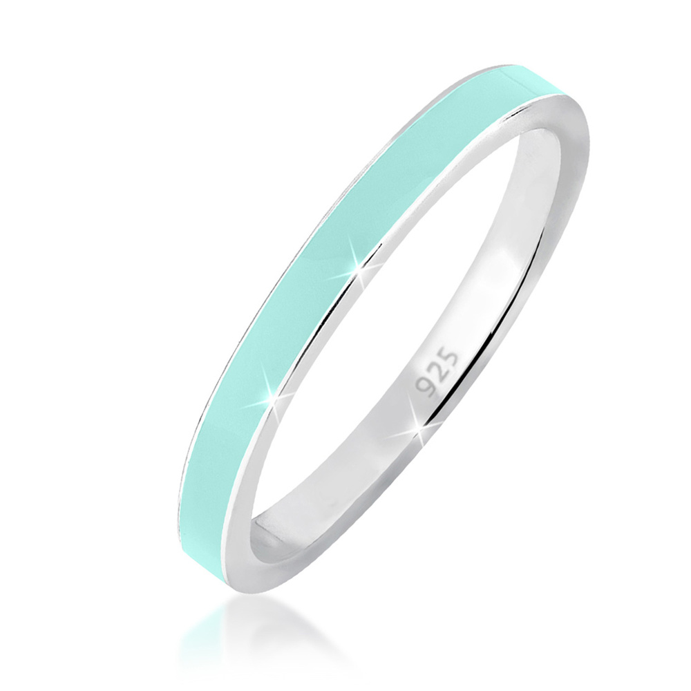 Elli Elli Bague Femme Bague à Empiler en Émail de Base en Argent Sterling 925 Sterling Bague