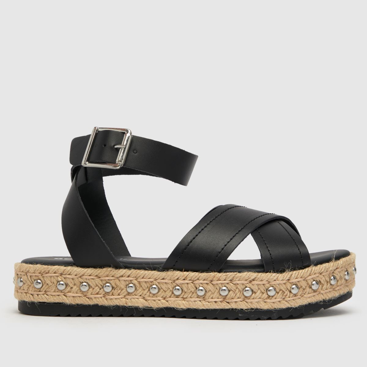 schuh tulipán espadrille lapos formájú fekete szandál