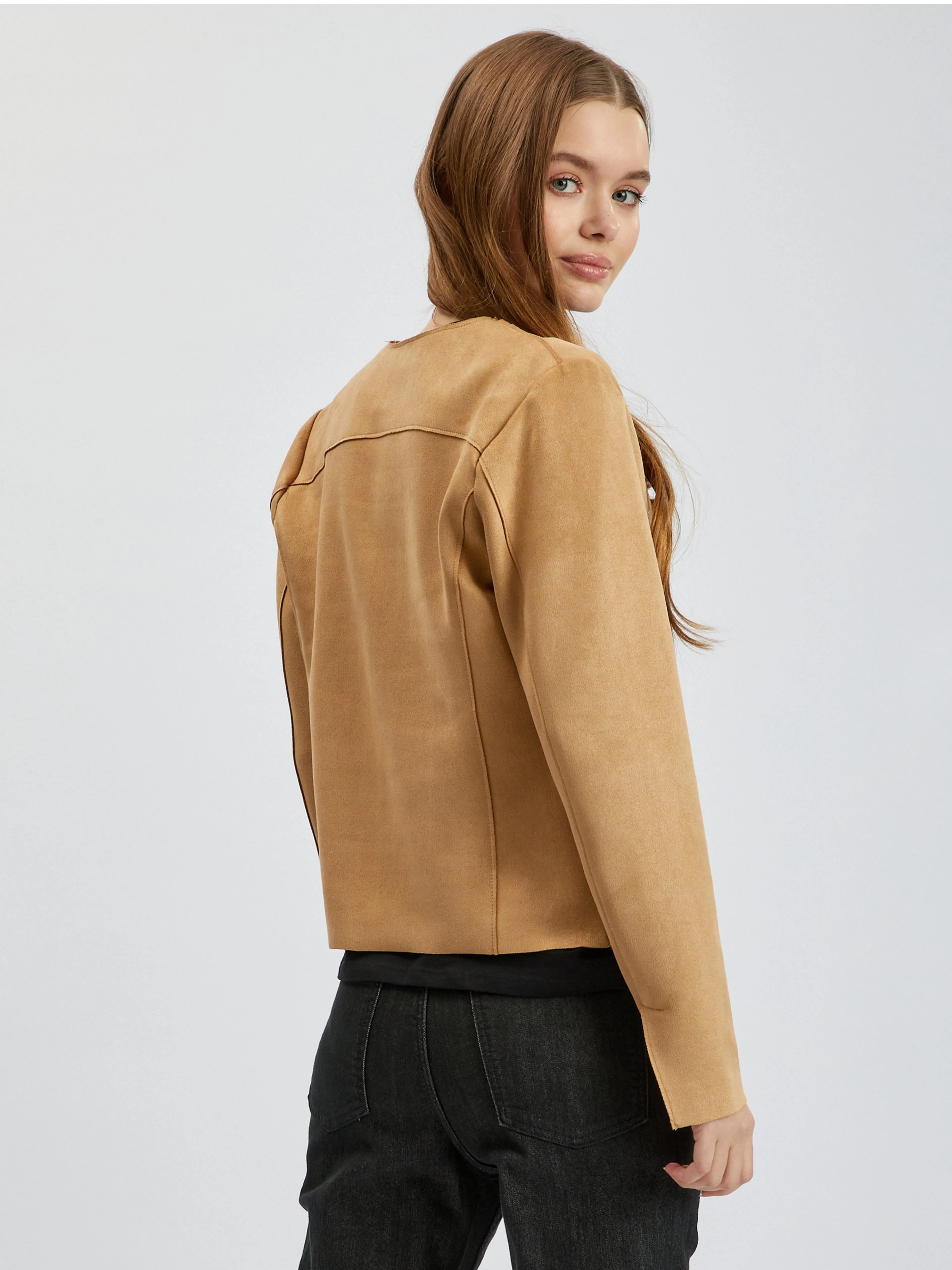 Hellbraune Wildlederjacke für Damen ORSAY