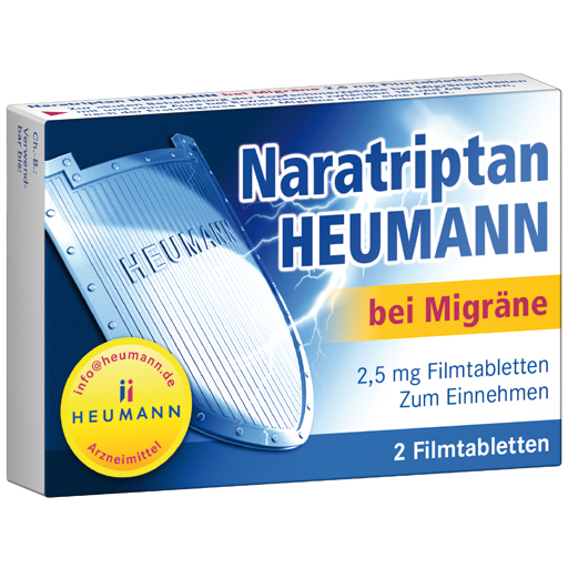 NARATRIPTAN Heumann bei Migräne 2,5 mg Filmtabl.  2 St  Filmtabletten