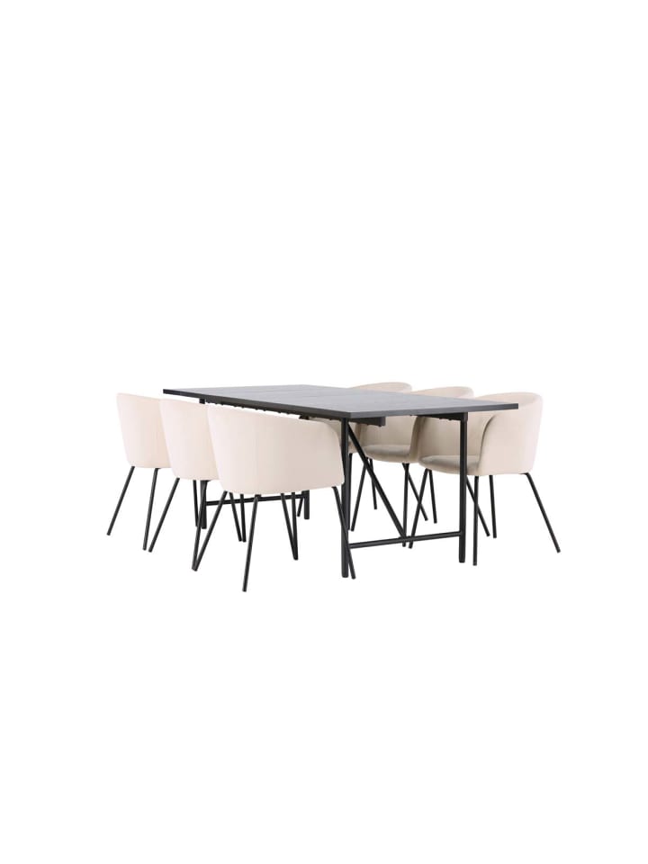ebuy24 Essgruppe Astrid 9 (7-teilig) Schwarz 90 x 200 cm günstig kaufen onesize