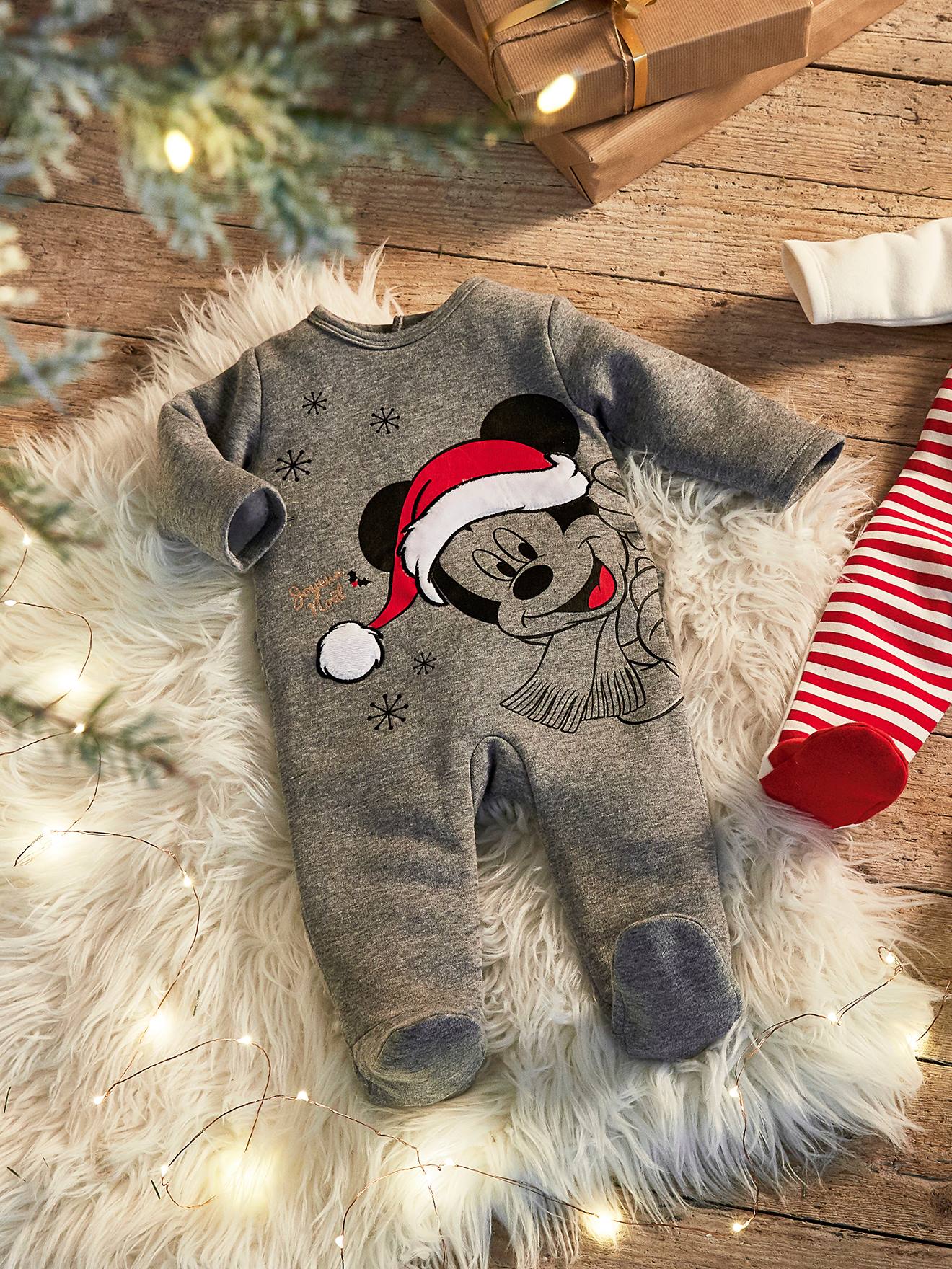 Pyjama noël bébé garçon DS® Mickey gris chiné