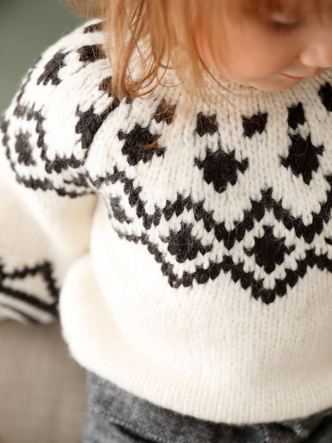 Vertbaudet Baby Jacquard-Pullover Oeko-Tex - beige meliert