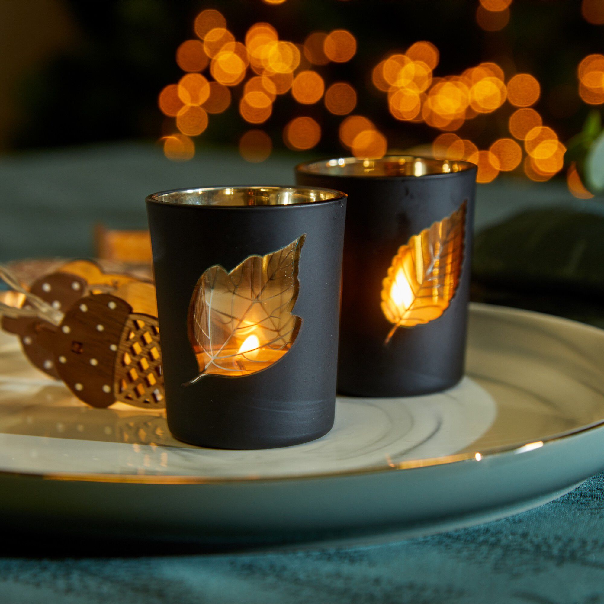 Lot de 2 photophores en verre