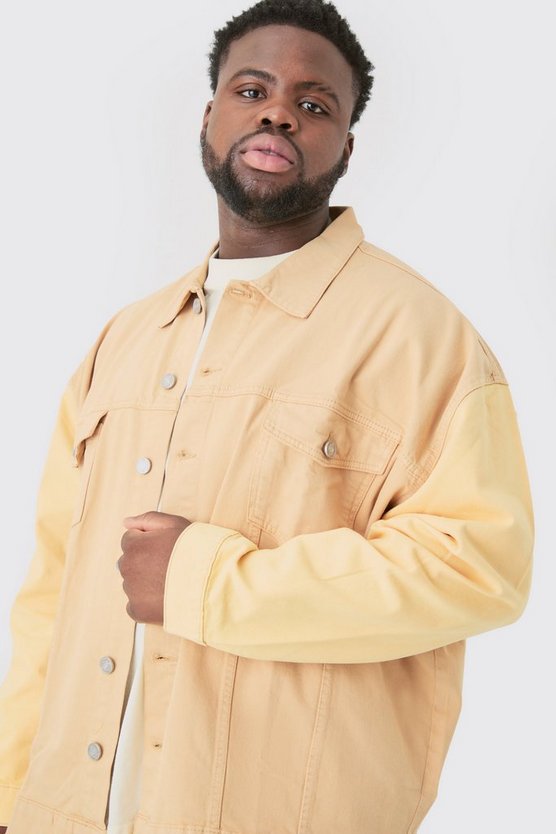 Plus sandfarbene Twill-Jacke