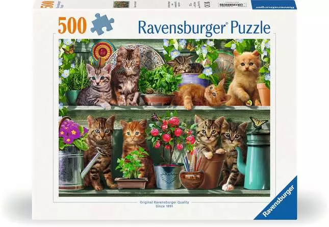 Puzzle 500 Teile - Katzen im Regal