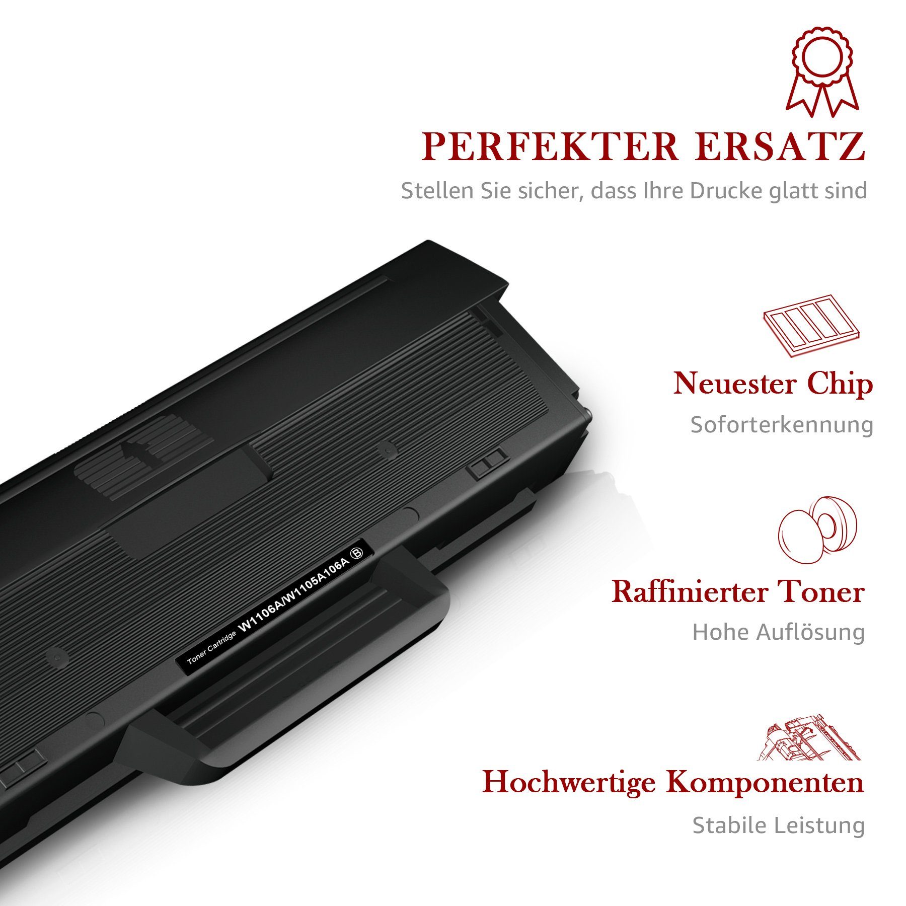 Toner Kingdom Tonerpatrone für HP 106A W1106A, (Mit chip, 1-St), Laser MFP 135a 135wg 137fnw 107a