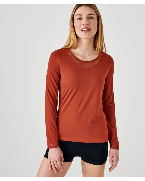 T-shirt Thermol'love empiècement tulle animalier