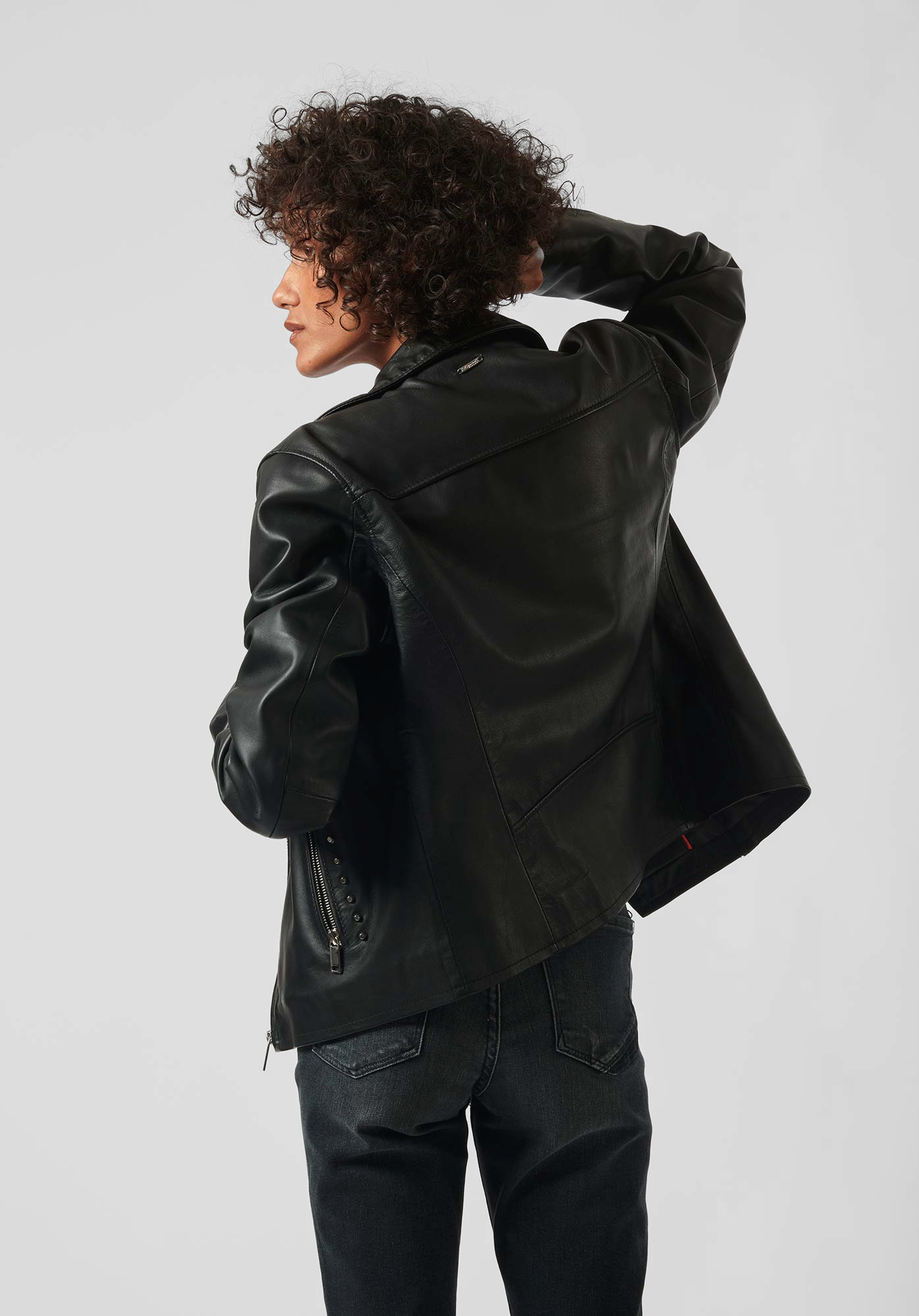 SARY   Veste en cuir noir Femme