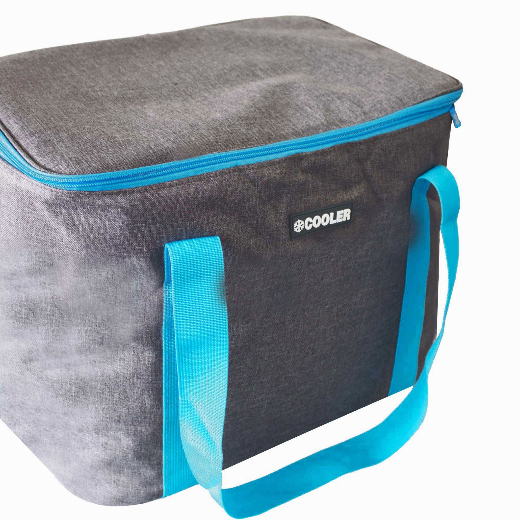 ToCi Kühltasche 36 Liter große Kühltasche Kühlbox Thermotasche Camping Dunkel-Grau