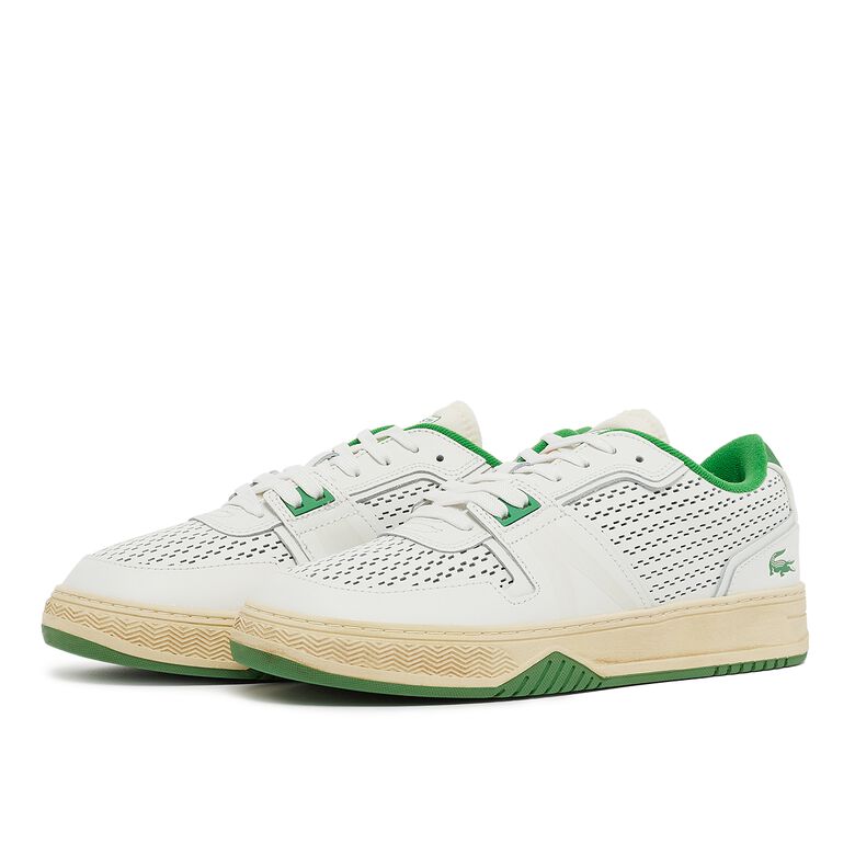 Lacoste L001 Leather Heel Pop Sneakers white/green