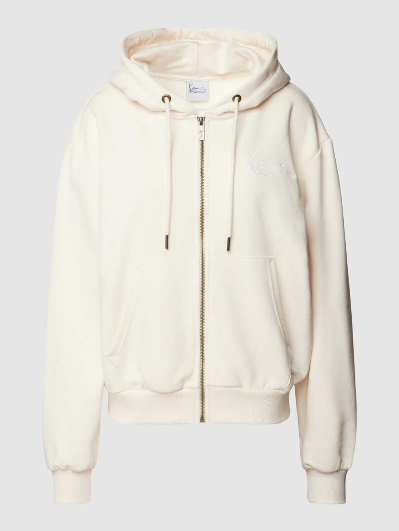 Sweatjacke mit Label-Stitching in offwhite