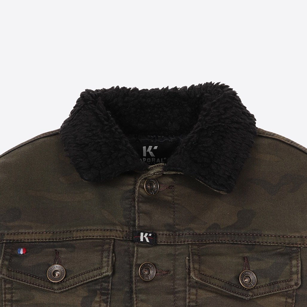 SAZER  Veste en jean kaki camouflage Garçon