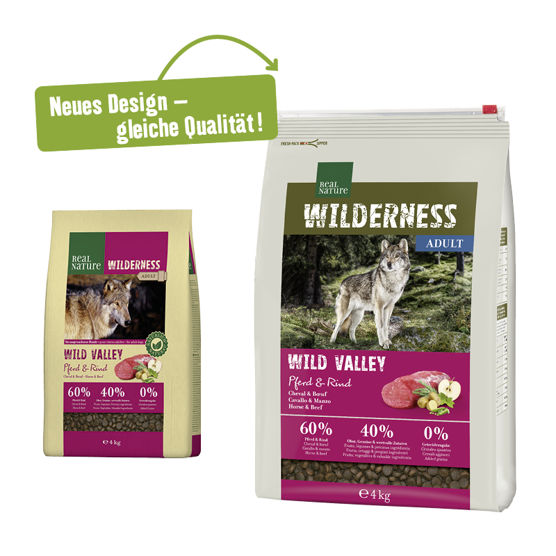 REAL NATURE Hundetrockenfutter REAL NATURE WILDERNESS Wild Valley Pferd & Rind 4 kg