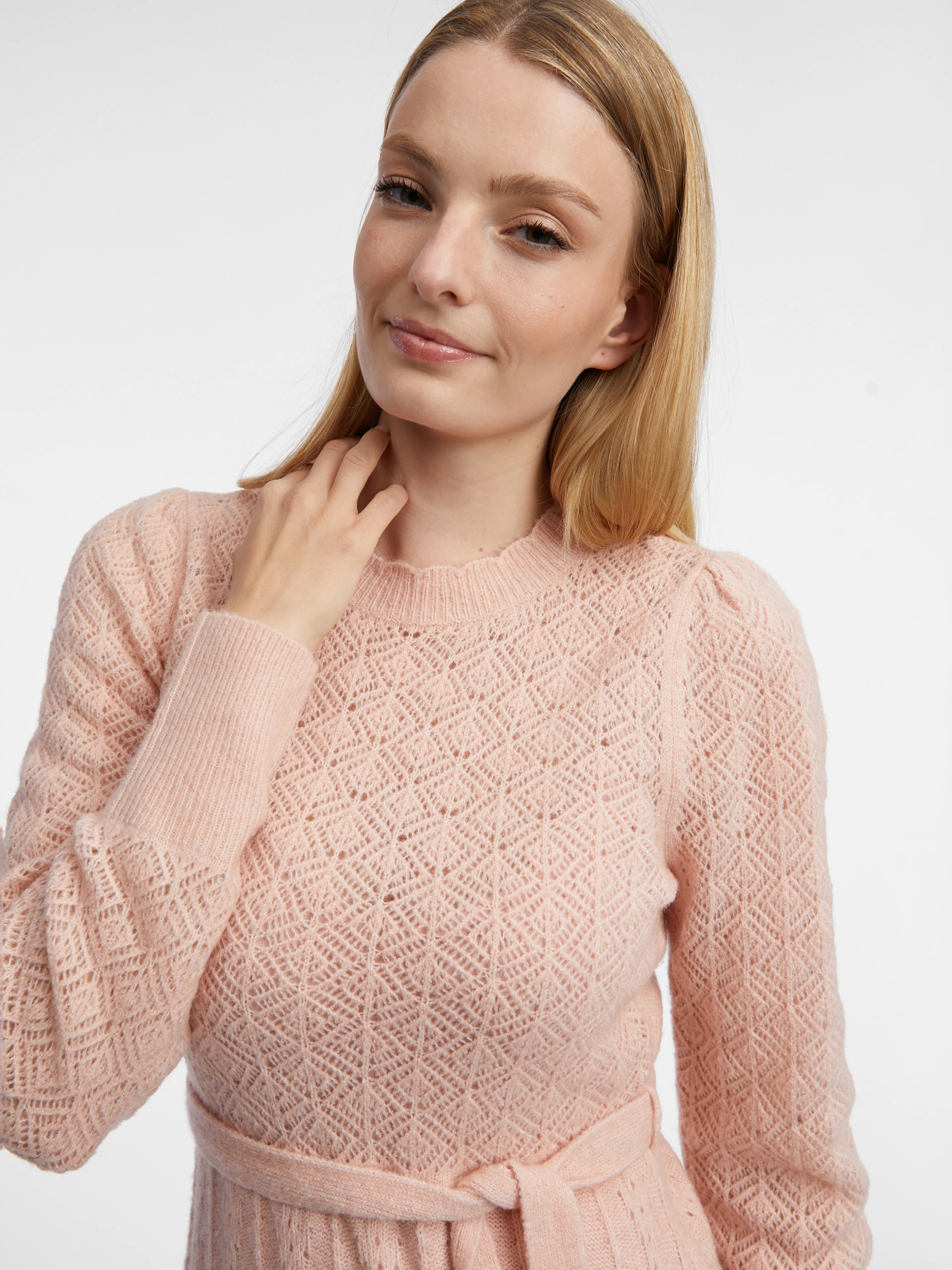 Hellrosa Damen-Pulloverkleid mit Wollmischung ORSAY