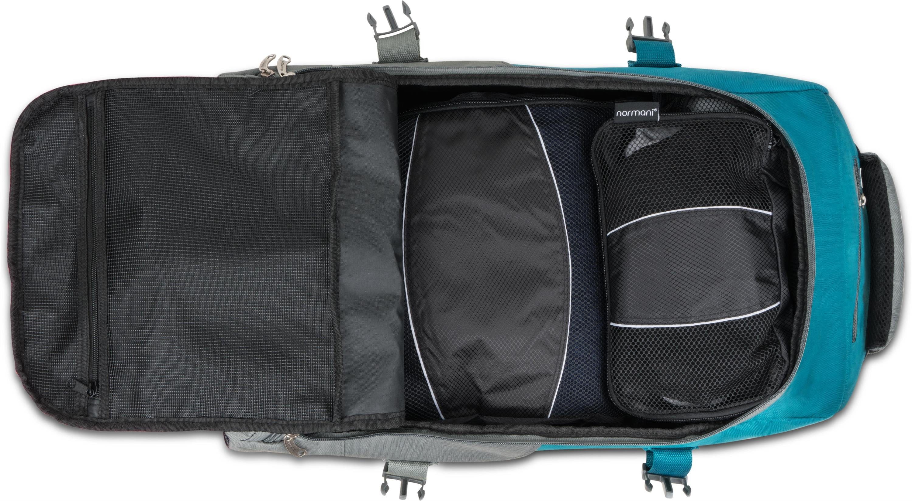 normani Reisetasche Reisetasche mit 5 passenden Kleidertaschen Melano, 2-in-1 - Rucksack und Trolley