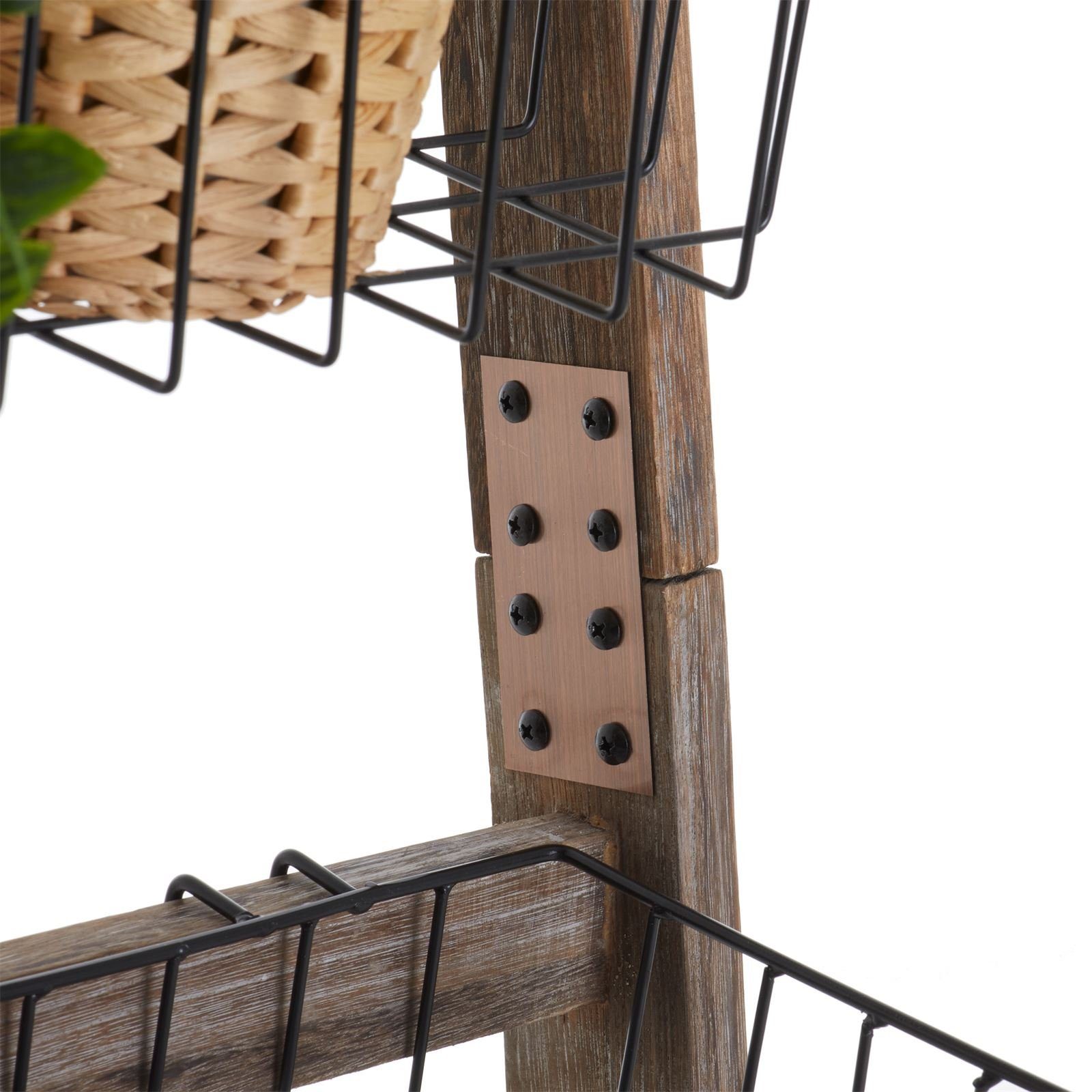 CARO-Möbel Dekoleiter FLORISTA, Leiterregal Dekoleiter für Garten Wohnzimmer Blumenleiter mit 4 Metal