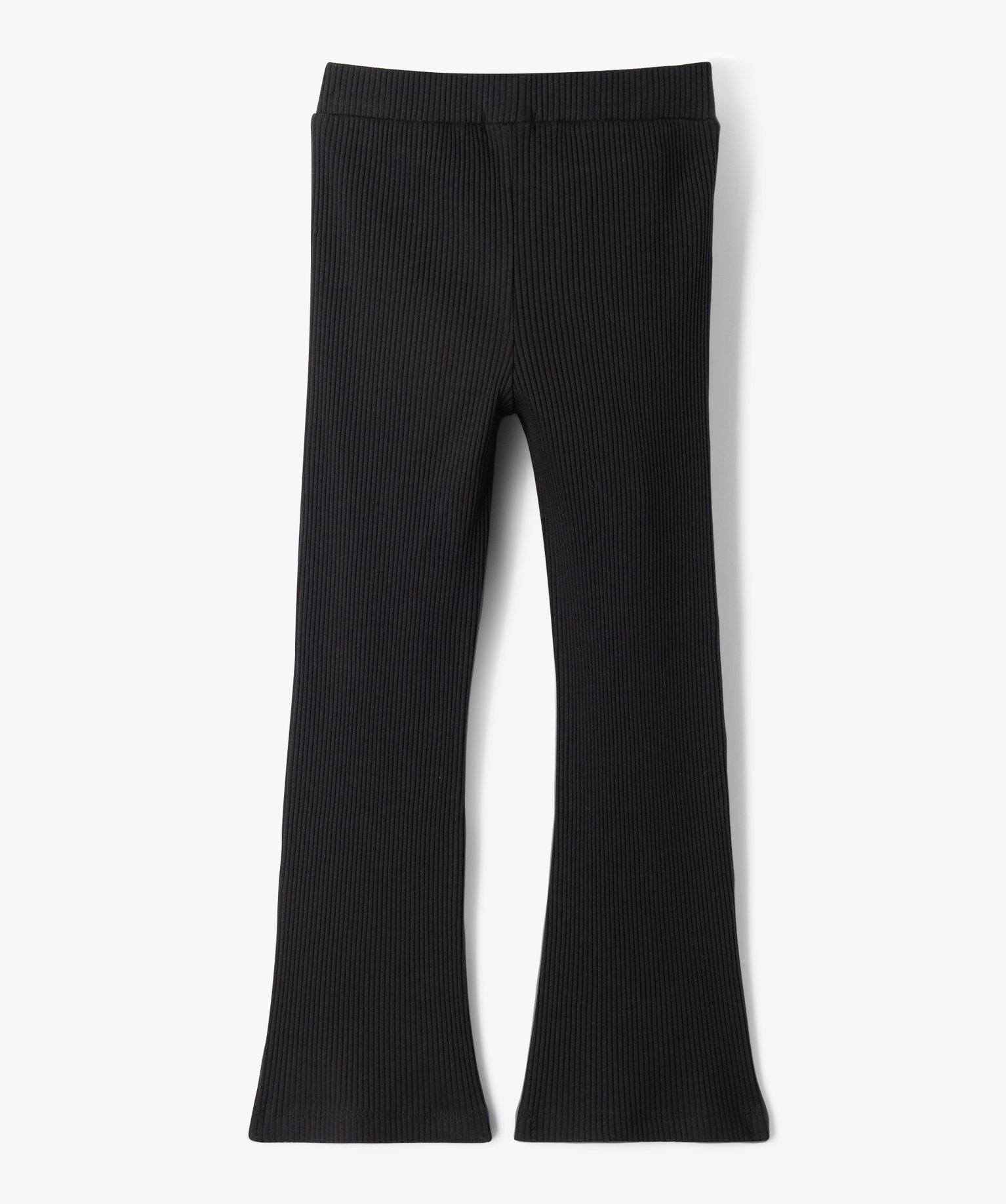 Pantalon en maille ctelée extensible fille noir | GEMO