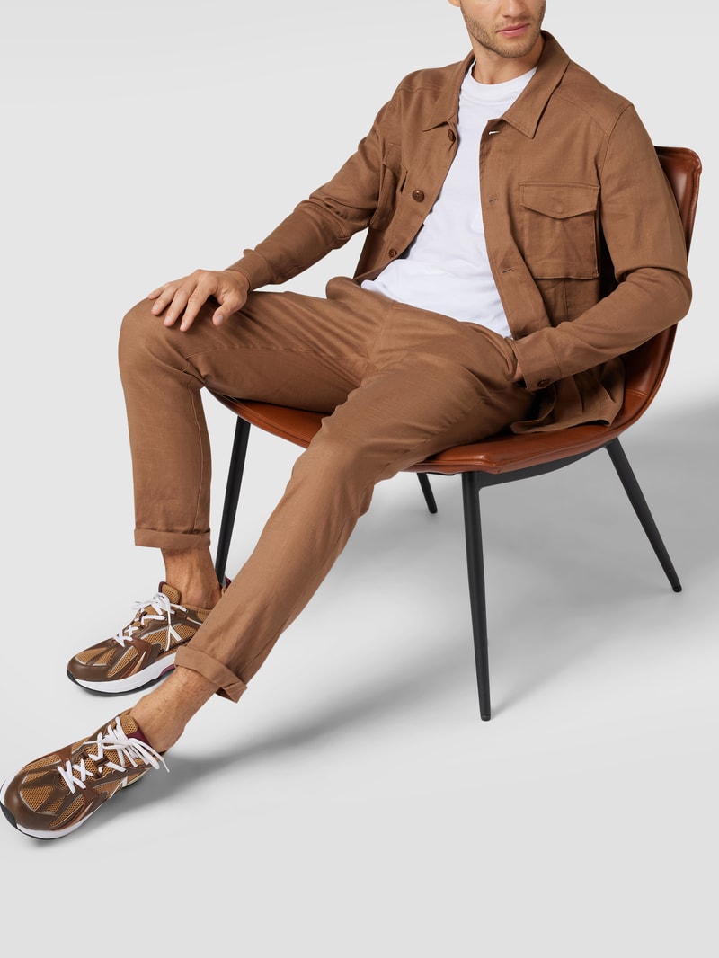 Hemdjacke mit Sportmanschetten Modell 'Chocolate Chip' in hellbraun
