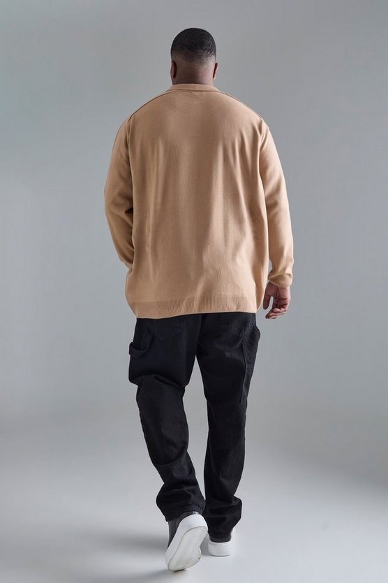 Plus Oversize Poloshirt in Taupe
