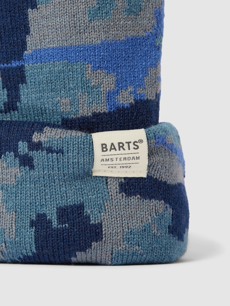 Beanie mit Allover-Muster Modell 'Jeremiah' in blau