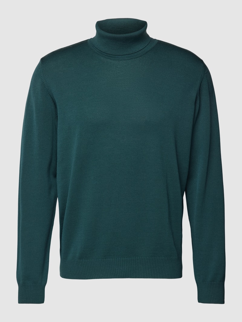 Rollkragenpullover aus Wolle Modell 'ROLLI' in dunkelgrün