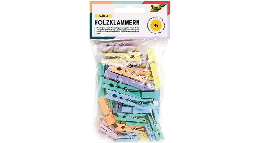 Folia Holzklammern Pastell farbig sortiert