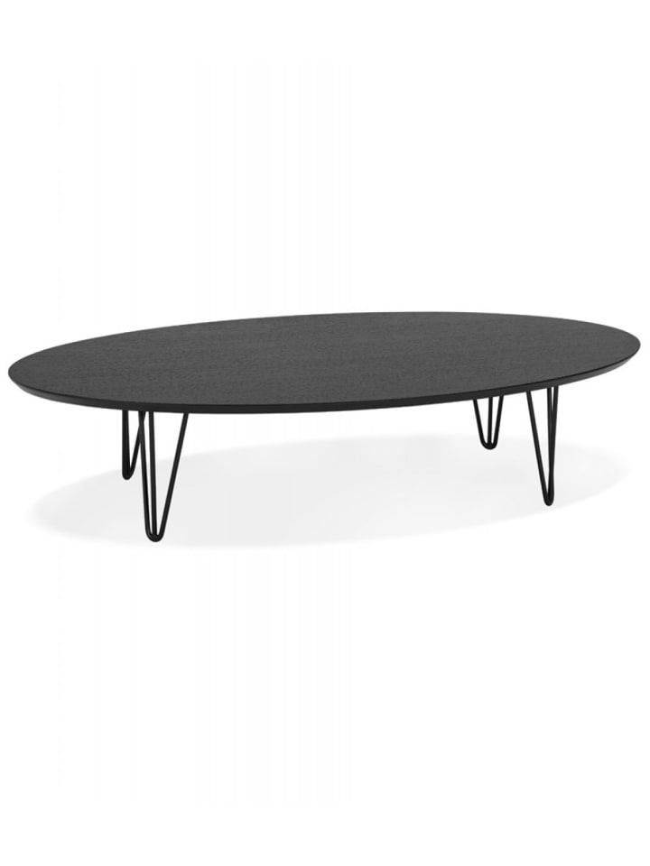 KADIMA DESIGN Salon Couchtisch Oval Esche Schwarz Metall | Modern Elegant in Schwarz günstig kaufen onesize