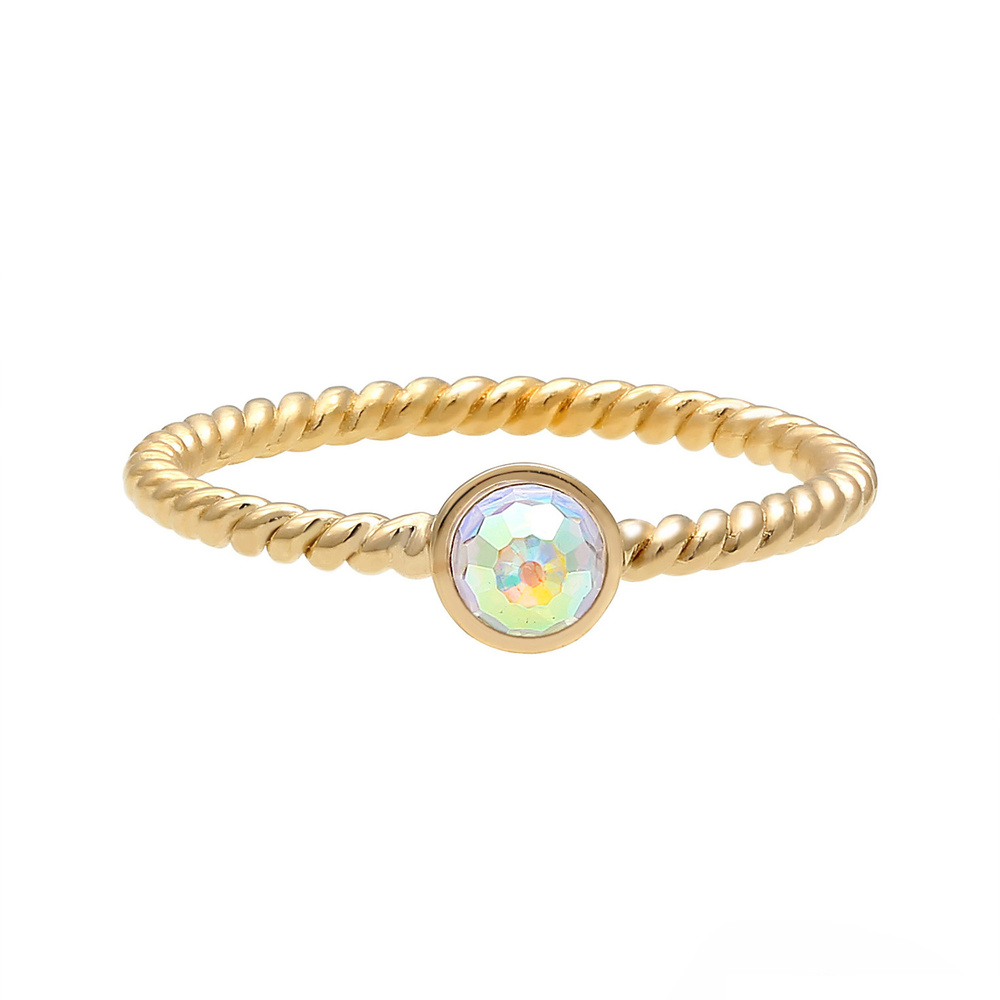 Elli Elli Bague Femmes Solitaire Twisted avec cristaux en argent sterling 925 plaqué o Bague