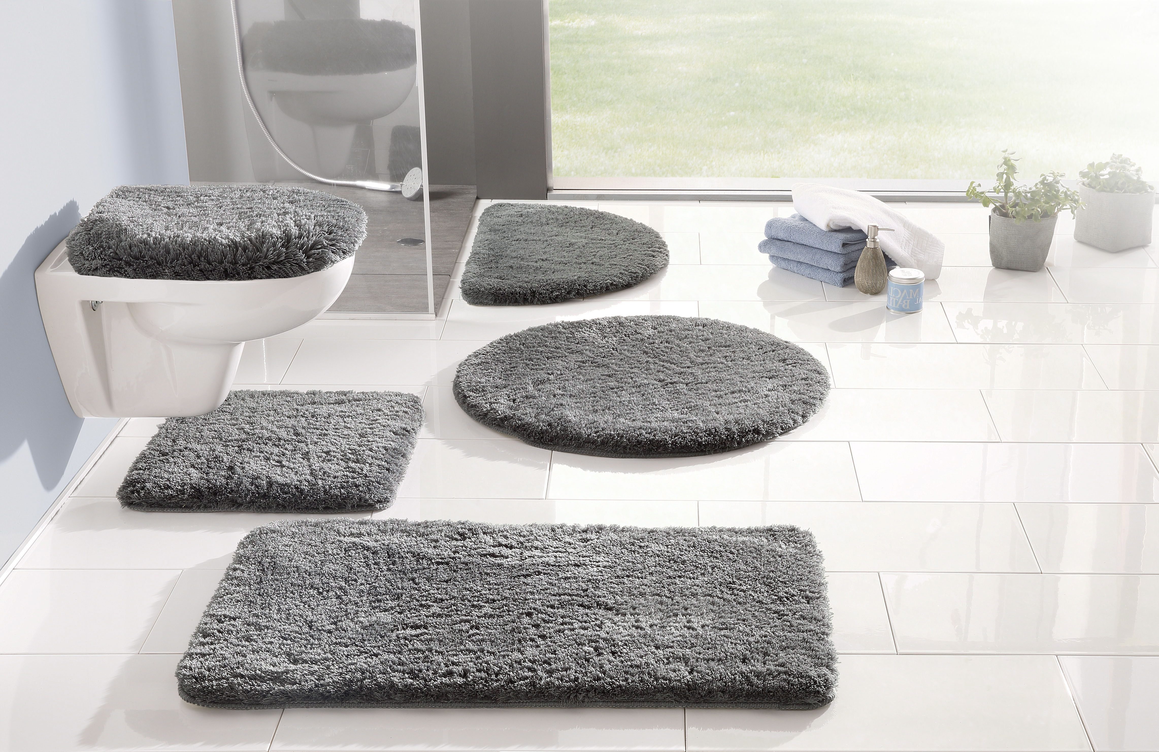 Badematte Merida my home, Höhe 32 mm, rutschhemmend beschichtet, fußbodenheizungsgeeignet, schnell trocknend, strapazierfähig, Kunstfaser, rechteckig, Badteppich, Badematten, unifarben, auch als 2-tlg. Set erhältlich