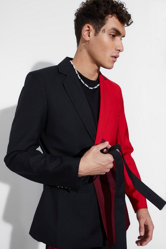 Skinny Colorblock Wickel-Blazer