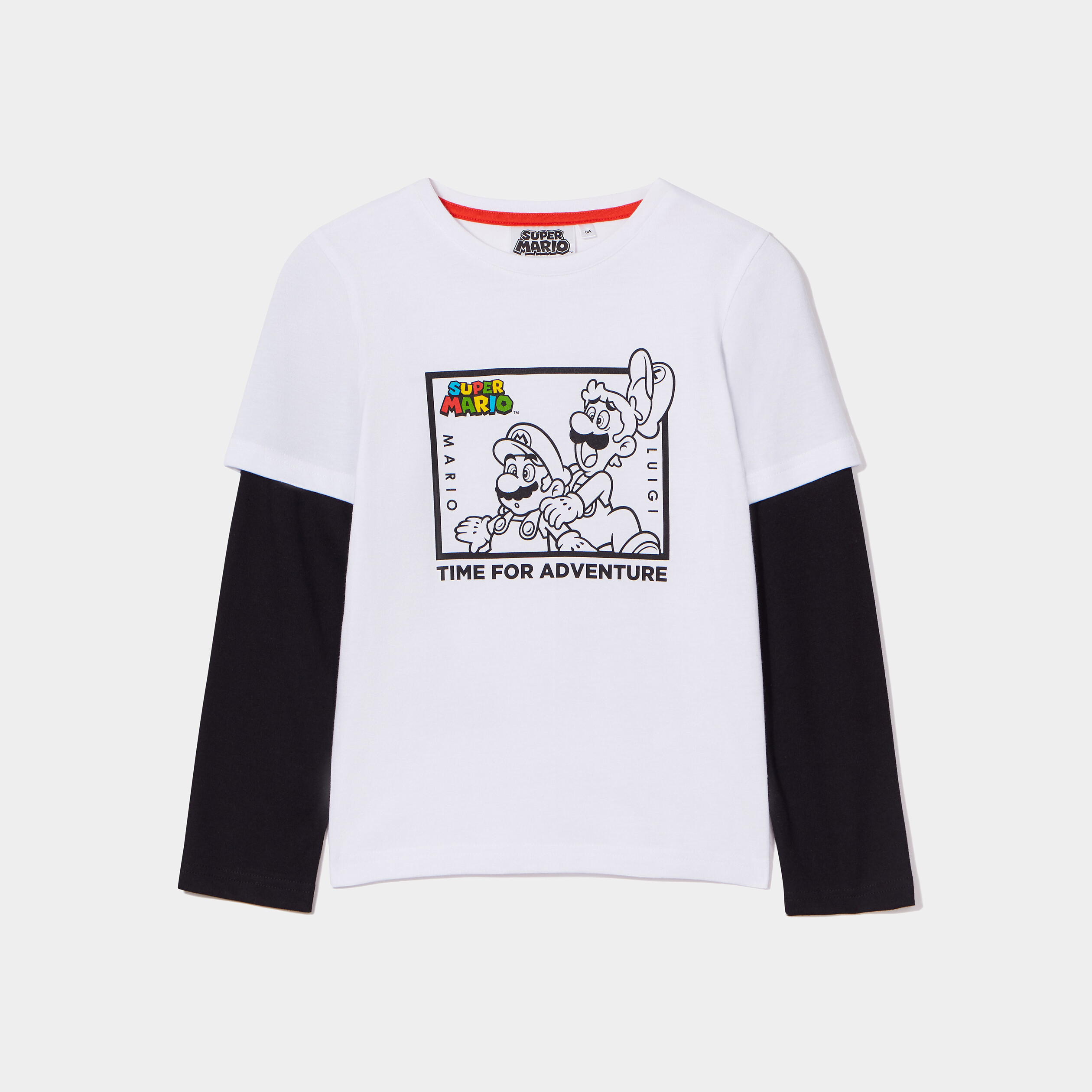 T-shirt col rond effet 2-en-1 Mario blanc garçon | La Halle