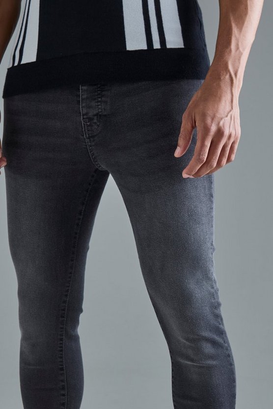 Skinny Stretch Schlagjeans in Grau