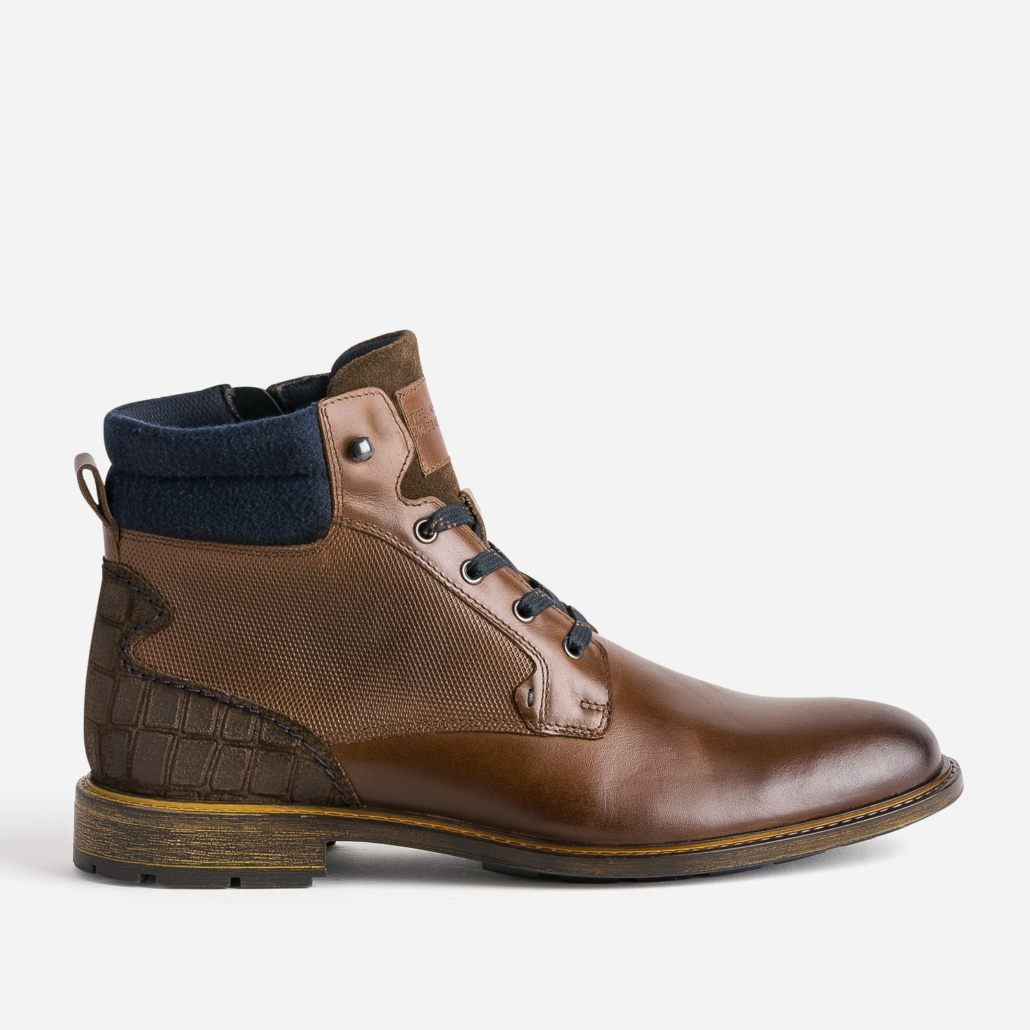 Boots à lacet marron bi-matière