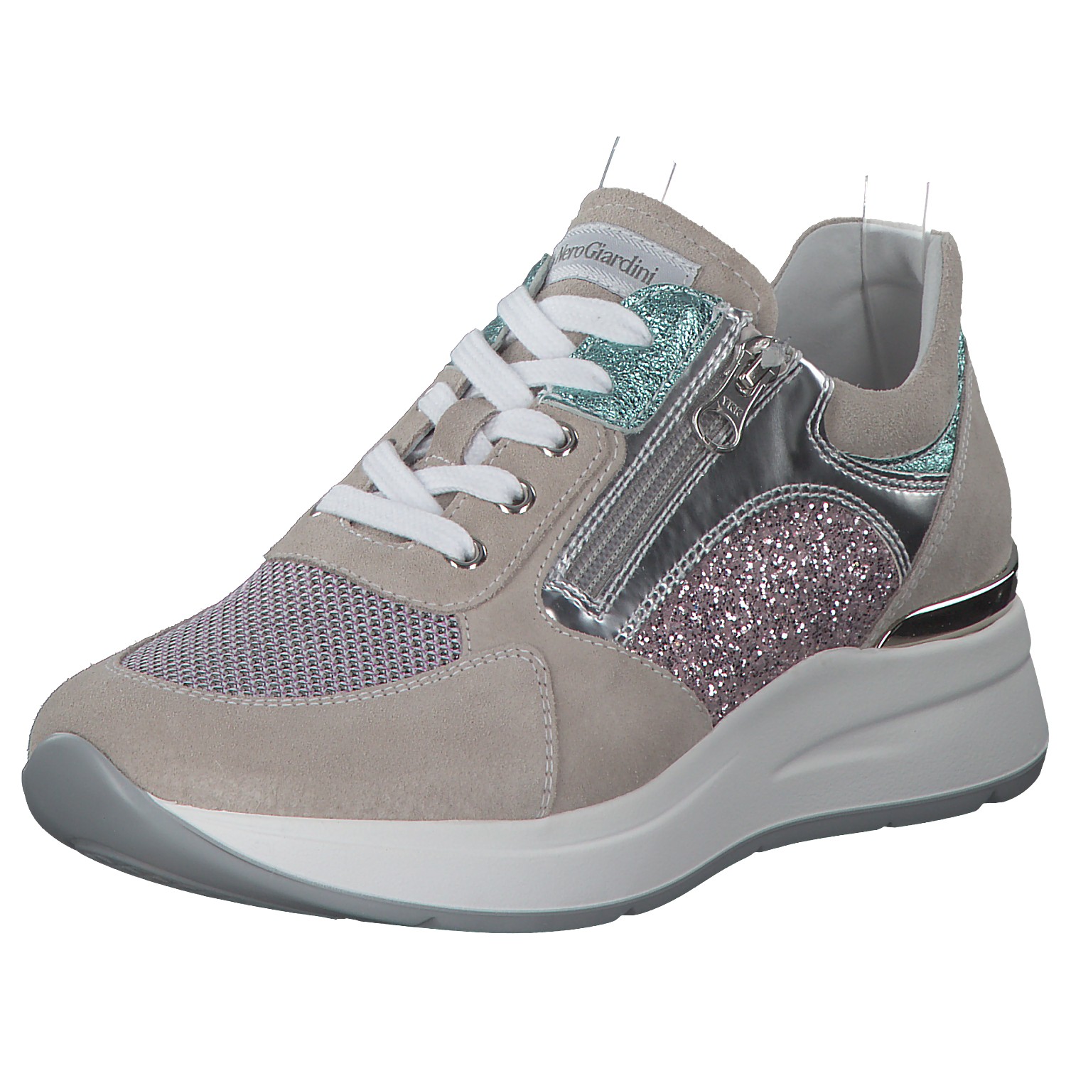 NeroGiardini E010500D, Sneakers Low, Damen, Grau (Grau/Rosa/Türkis)