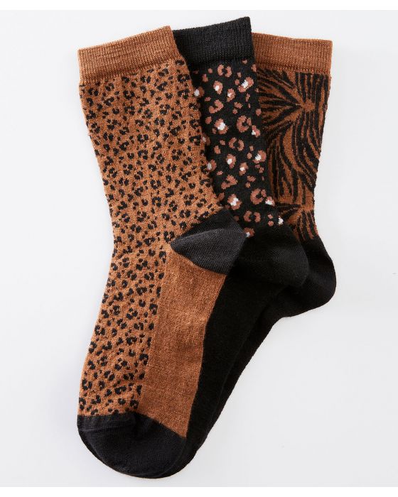 Lot de 3 paires de mi-chaussettes Thermolactyl et laine à motifs