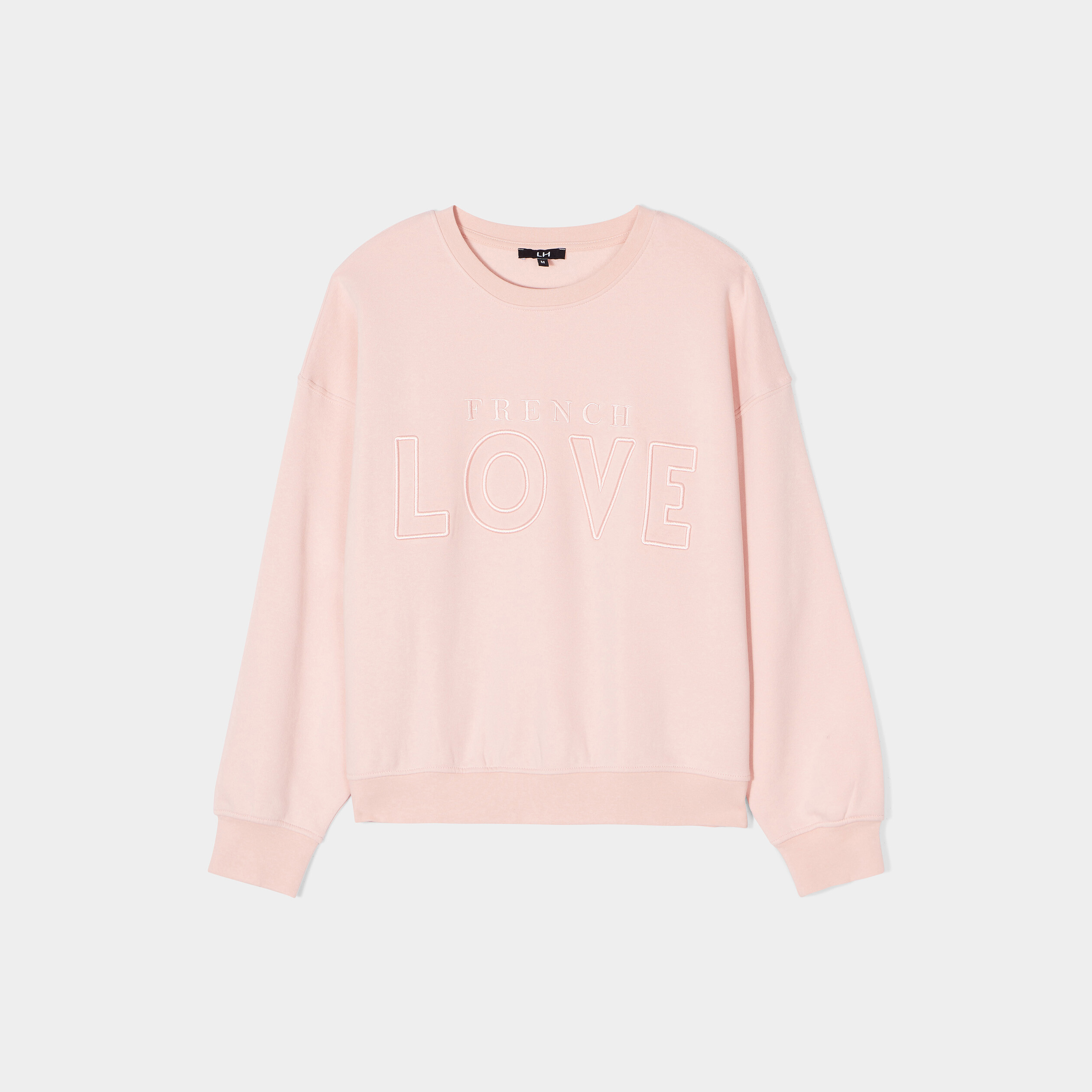 Sweat droit col rond manches longues rose clair femme | La Halle